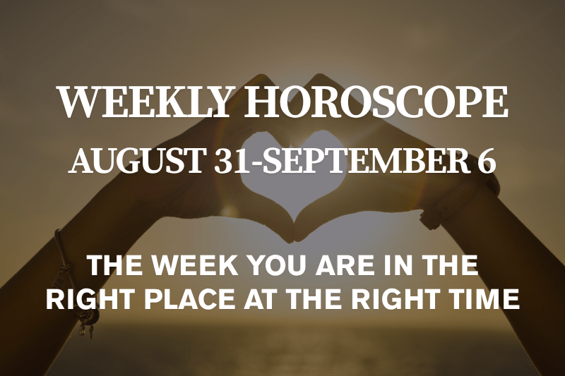 Weekly horoscope for all zodiac signs, a Virgo season altar with wheat and a white candle at dusk