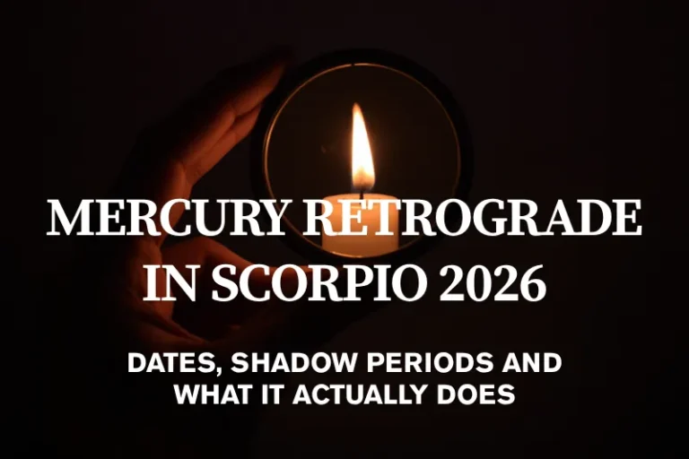 Mercury retrograde in Scorpio shown as a candle flame doubled in a small handheld mirror